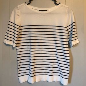Banana Republic Stretch Cotton Nautical Stripe Boat Neck Top
